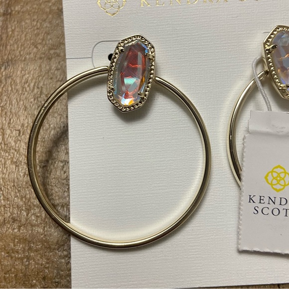 KENDRA SCOTT NWT Mayra Dichroic Glass Gold Hoop Earrings - Picture 8 of 9
